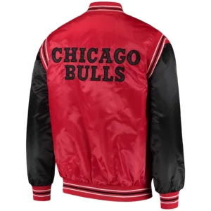 Chicago bulls midfield full snap satin varsity jacket redblack 3
