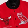 Chicago bulls ovo x nba wool leather front detail