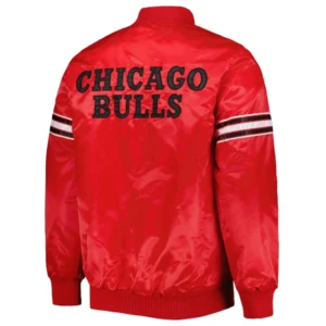 Chicago bulls pick roll full snap satin varsity jacket red 1