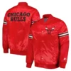 Chicago bulls pick roll full snap satin varsity jacket red 3