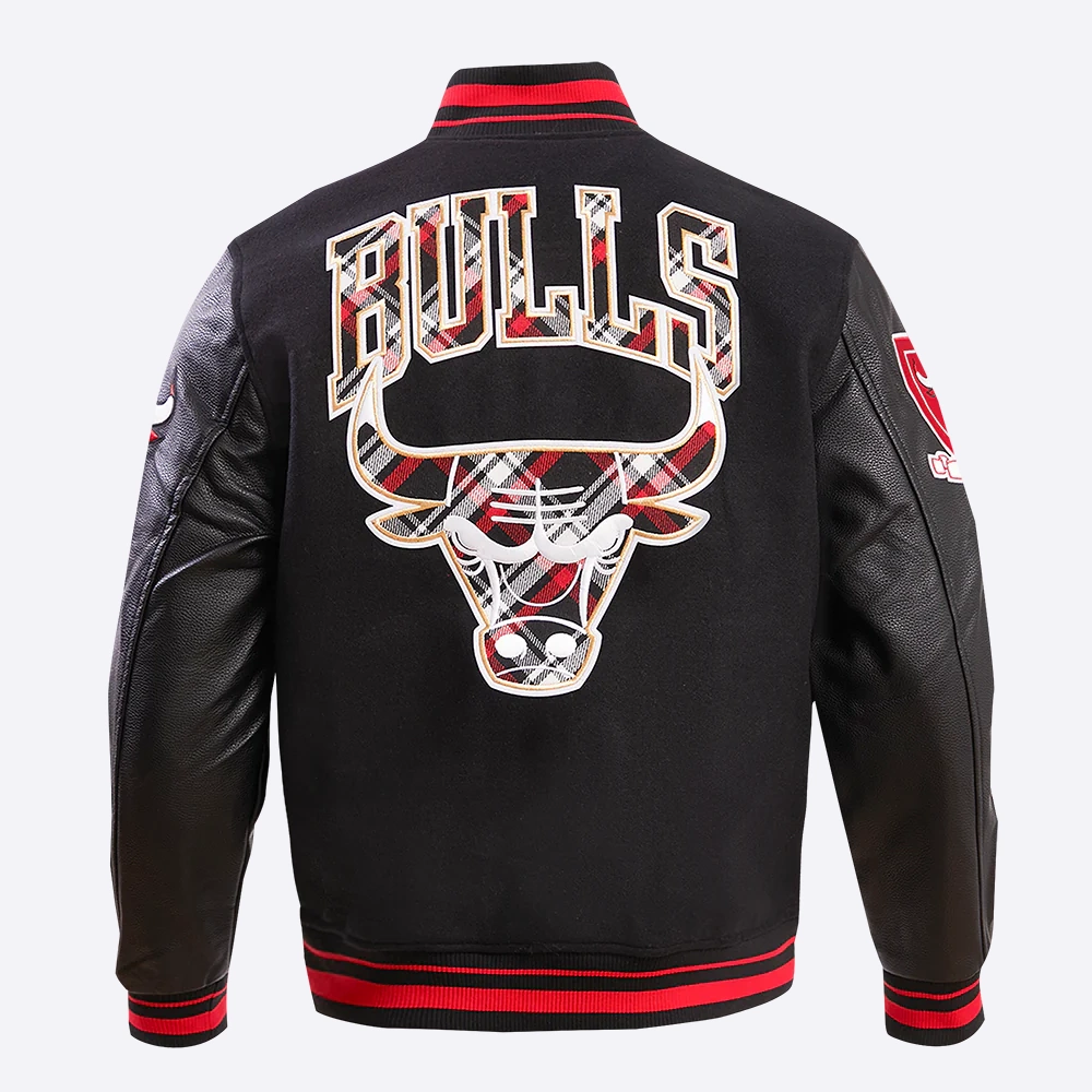 Chicago bulls pro prep black wool and leather varsity jacket 4