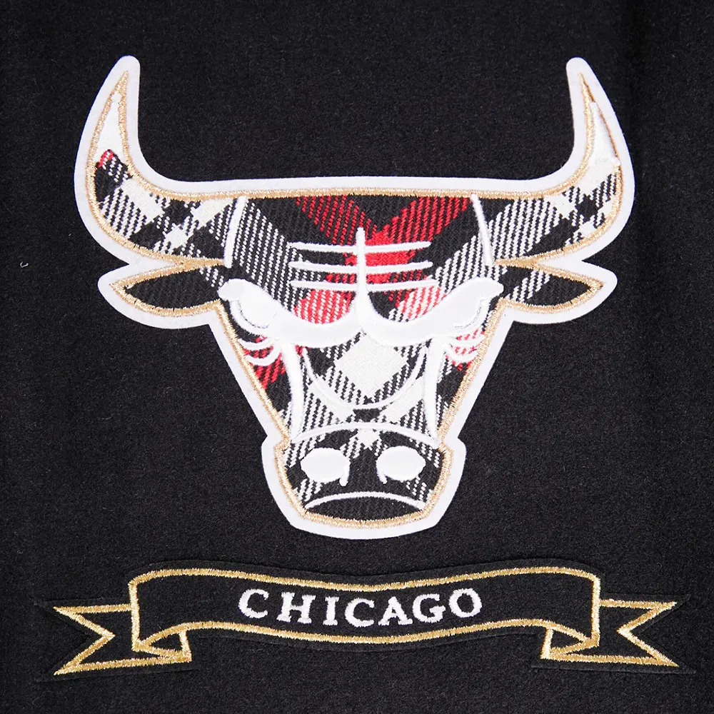 Chicago bulls pro prep black wool and leather varsity jacket 6