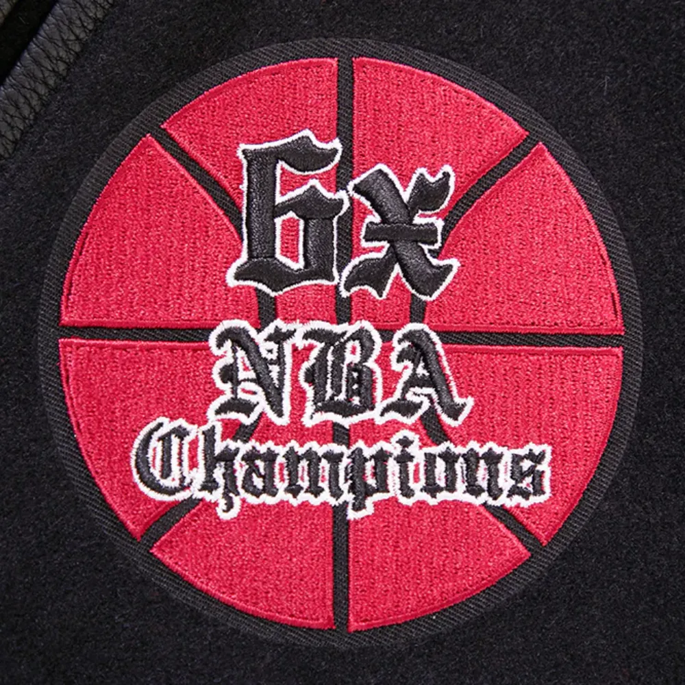 Chicago bulls pro prep black wool and leather varsity jacket 7
