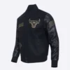 Chicago bulls pro standard logo black and gold varsity jacket 1