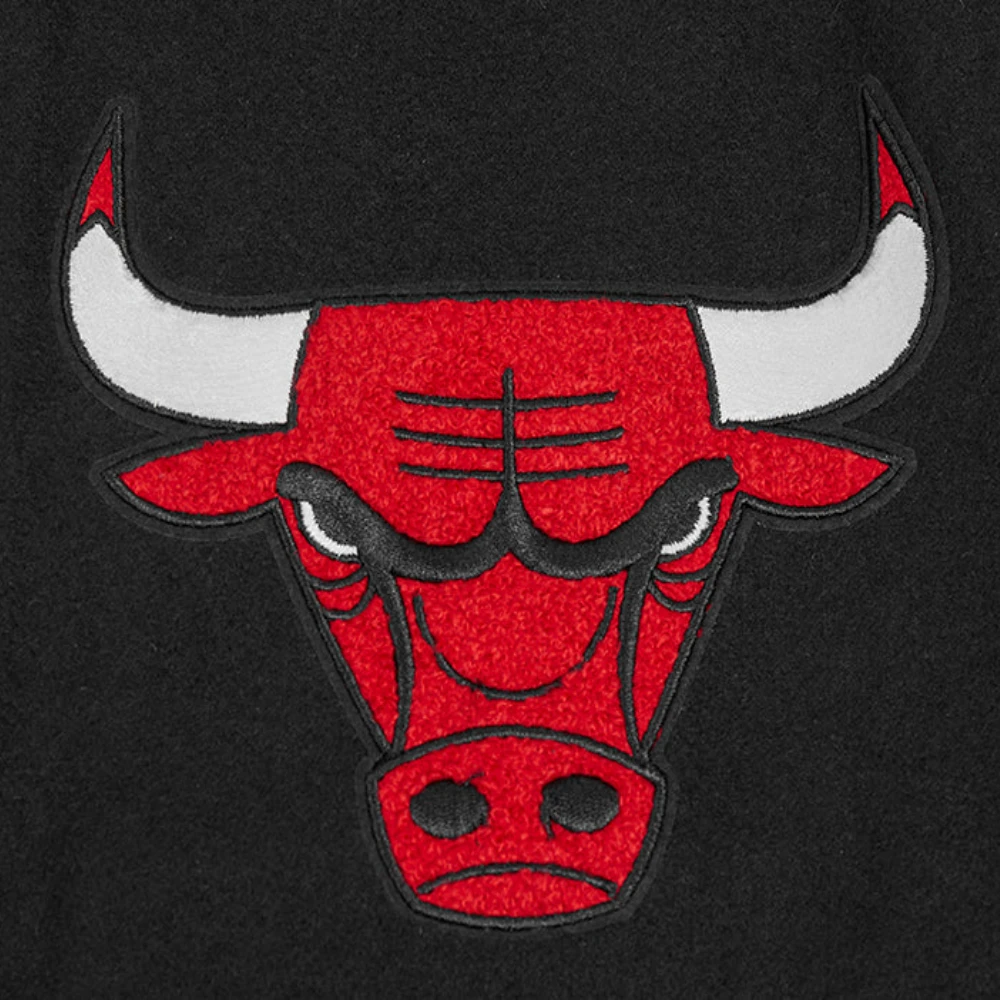 Chicago bulls pro standard script tail black wool and leather varsity jacket 5