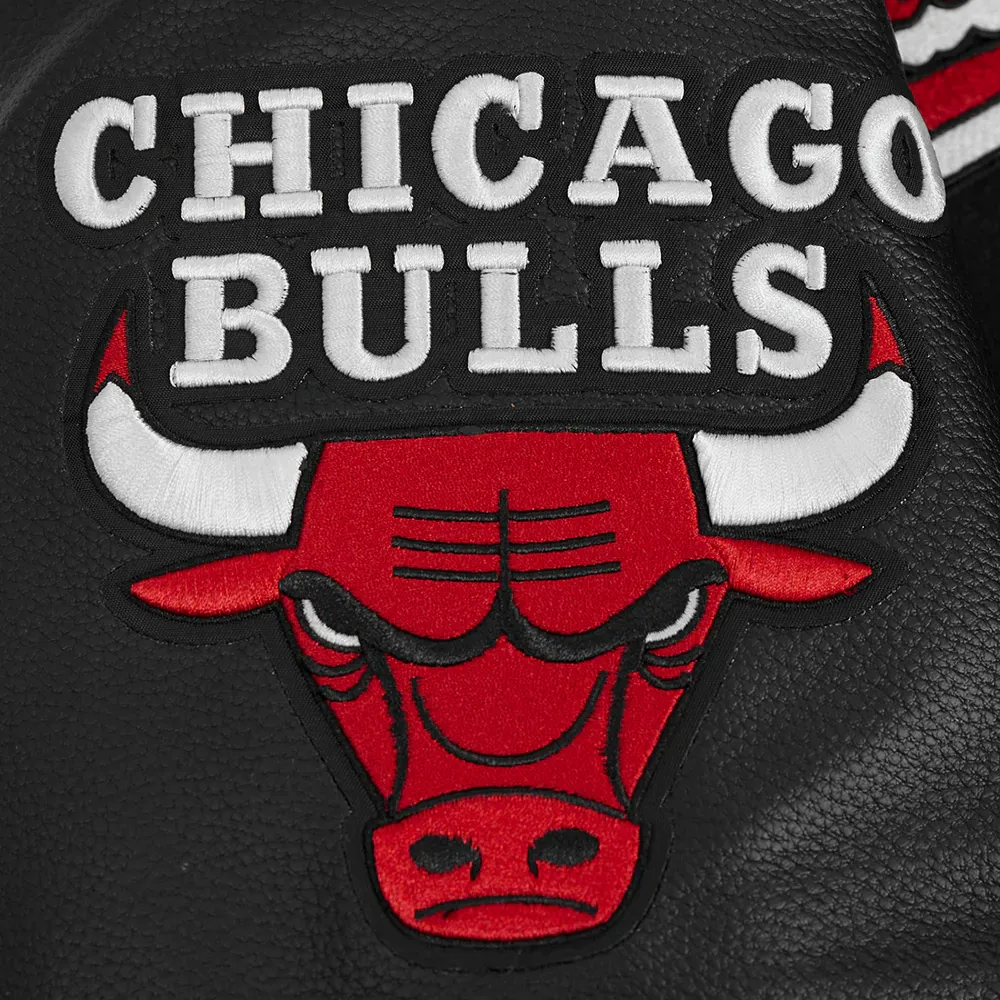 Chicago bulls pro standard script tail black wool and leather varsity jacket 7