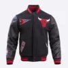 Chicago bulls retro classic black wool and leather varsity jacket 2