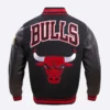 Chicago bulls retro classic black wool and leather varsity jacket 4