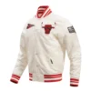 Chicago bulls retro classic full snap satin varsity jacket cream 2