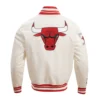 Chicago bulls retro classic full snap satin varsity jacket cream 4