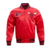 Chicago bulls retro classic full snap satin varsity jacket red 1