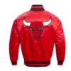 Chicago bulls retro classic full snap satin varsity jacket red 4