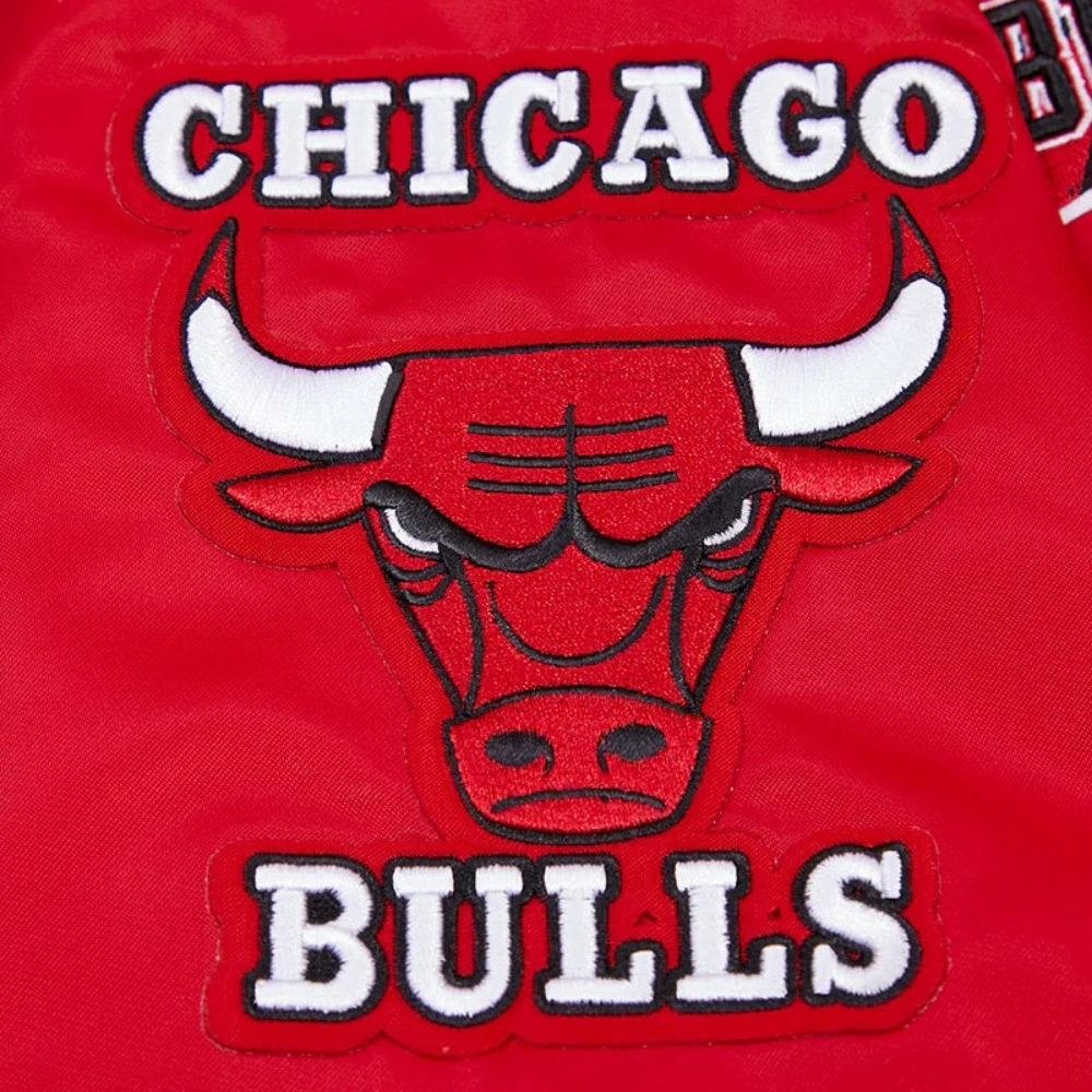 Chicago bulls retro classic full snap satin varsity jacket red 5