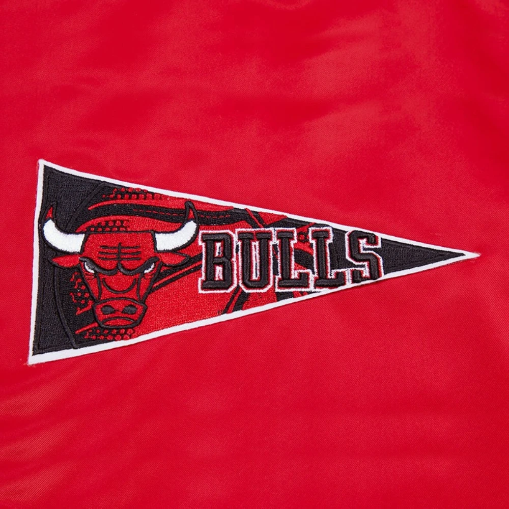 Chicago bulls retro classic full snap satin varsity jacket red 7