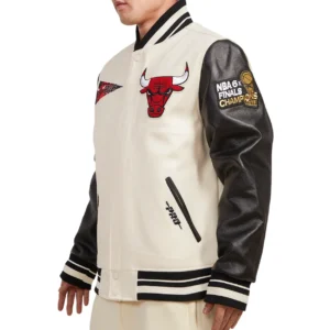 Chicago bulls retro classic woolleather varsity jacket white black 2