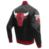 Chicago bulls script tail full snap satin varsity jacket black 3