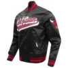 Chicago bulls script tail full snap satin varsity jacket black 5