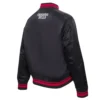 Chicago bulls script tail womens full snap satin varsity jacket black 4