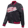 Chicago bulls script tail womens full snap satin varsity jacket black 5