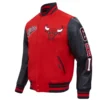Chicago bulls script tail wool leather varsity jacket red black 6