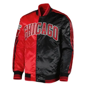 Chicago bulls starter fast break satin satin jacket red black 1