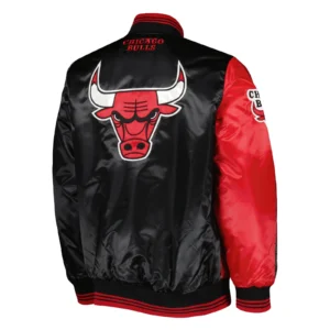 Chicago bulls starter fast break satin satin jacket red black 2