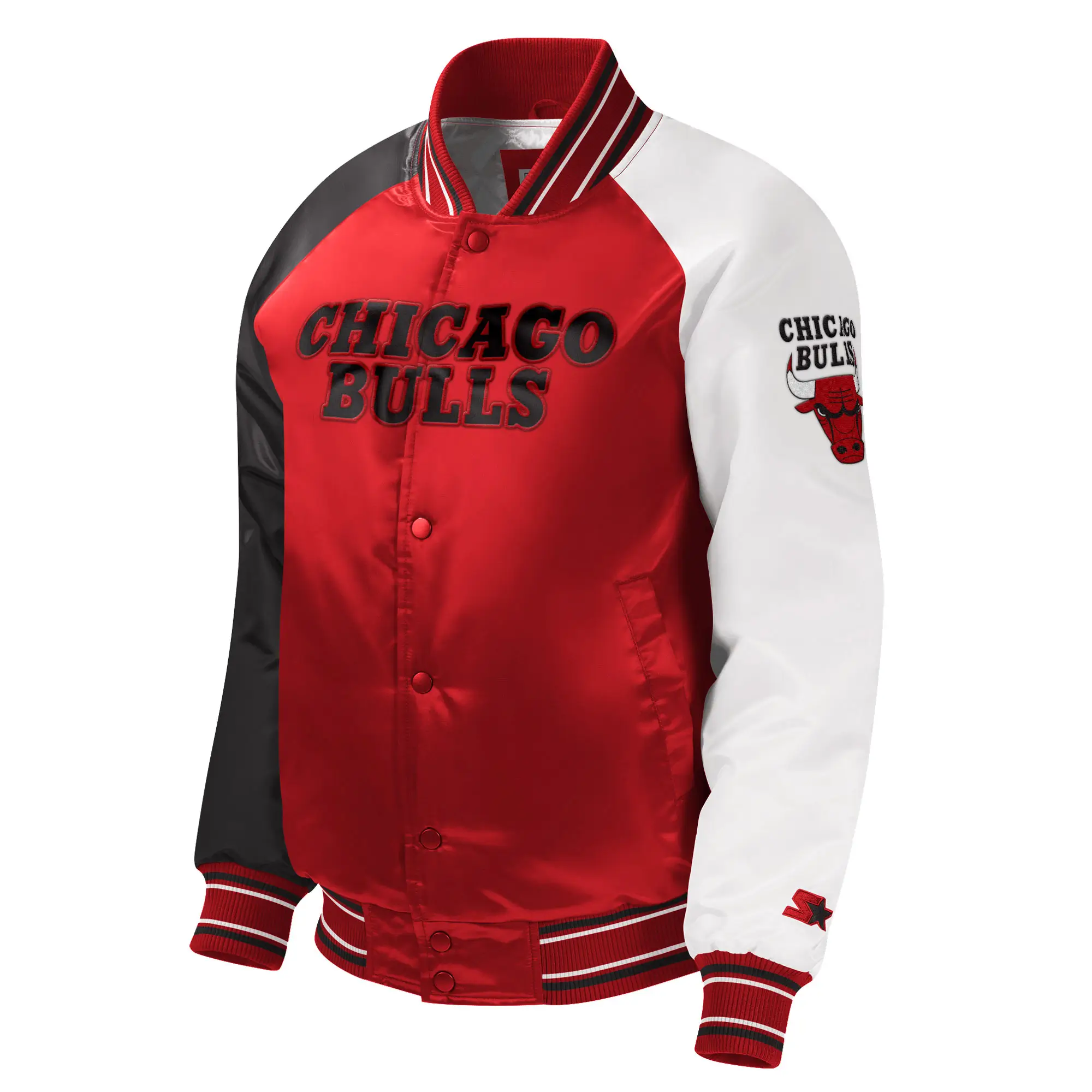 Chicago bulls starter youth raglan full snap varsity jacket 1