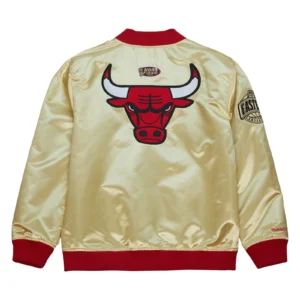 Chicago bulls team og 20 full zip satin varsity jacket gold 2