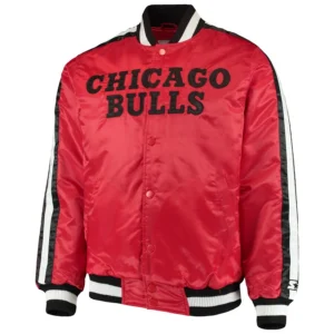 Chicago bulls the offensive satin varsity jacket red 4