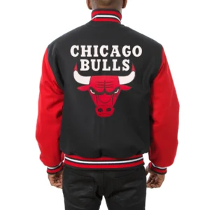 Chicago bulls two tone wool varsity jacket black red 1