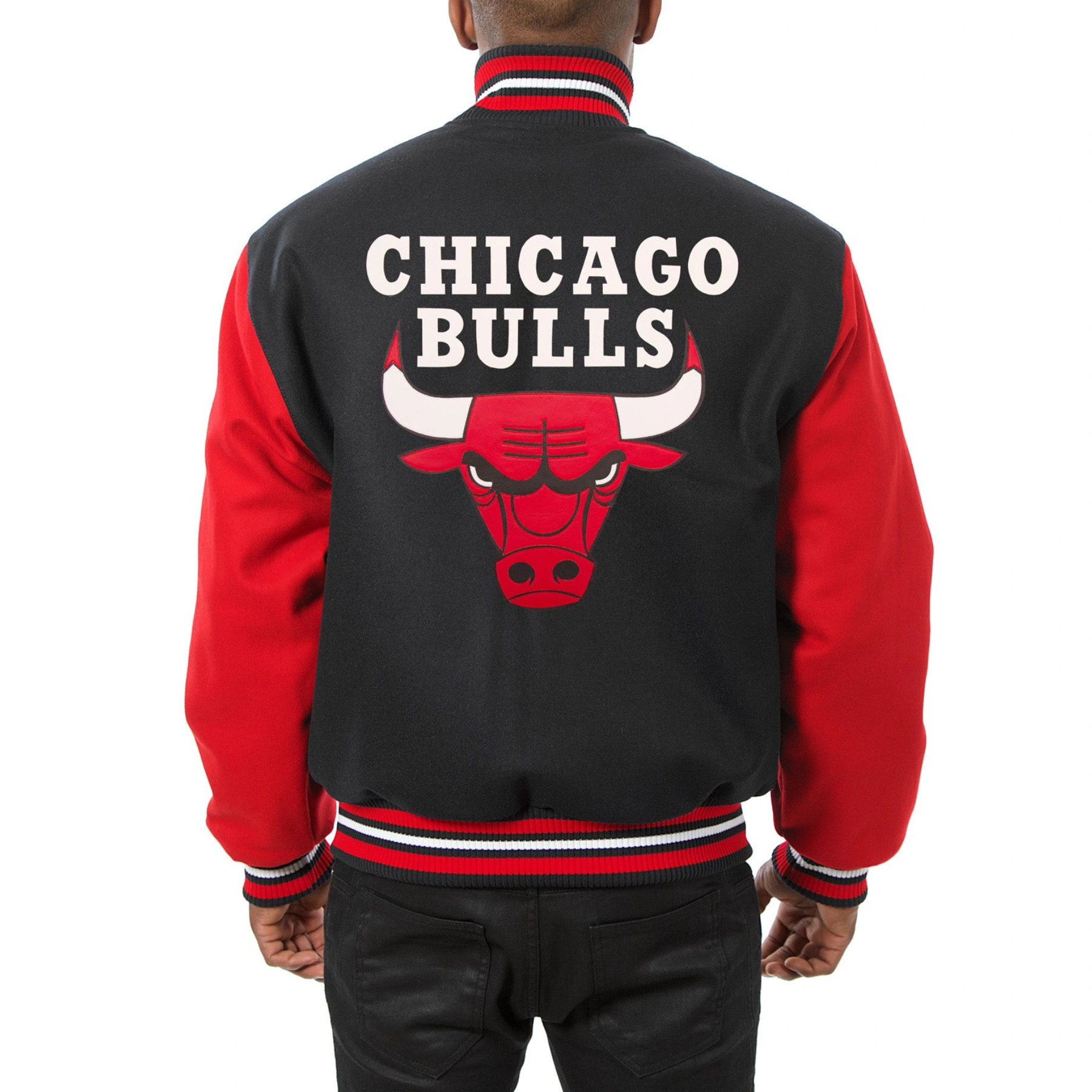 Chicago bulls two tone wool varsity jacket black red 1