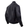 Chicago bulls washed vanguard black ribbed leather jacket
