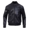 Chicago bulls washed vanguard full black leather varsity jacket