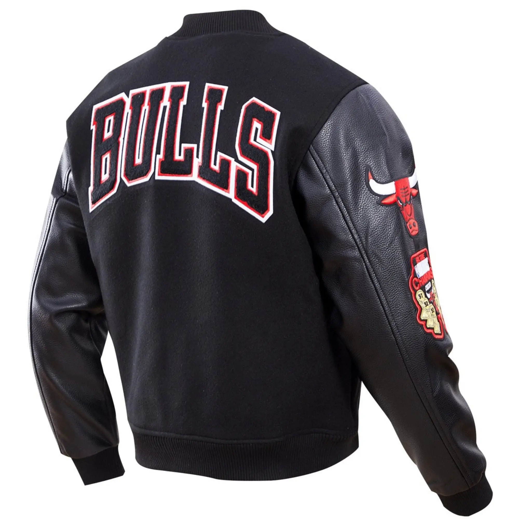 Chicago bulls wool leather black varsity jacket 1 1 1