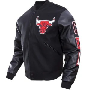 Chicago bulls wool leather black varsity jacket 4 1 1