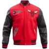Chicago bulls wool leather varsity jacket red black 1 1