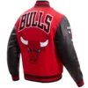 Chicago bulls wool leather varsity jacket red black 2 1 1