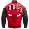 Chicago bulls wool leather varsity jacket red black 3 1 1
