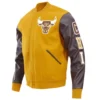 Chicago bulls wool leather varsity jacket yellow brown 1 1 1