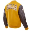Chicago bulls wool leather varsity jacket yellow brown 3 1 1