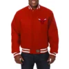 Chicago bulls wool varsity jacket red