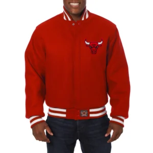 Chicago bulls wool varsity jacket red
