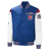 Chicago cubs 3x world series champions full snap varsity jacket blue white 1 1