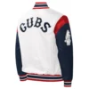 Chicago cubs force play satin varsity jacket white navy