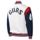 Chicago cubs force play satin varsity jacket white navy