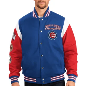 Chicago cubs franchise blue red wool varsity jacket 1