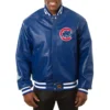 Chicago cubs full real leather varsity jacket blue 1
