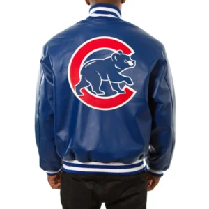 Chicago cubs full real leather varsity jacket blue 2