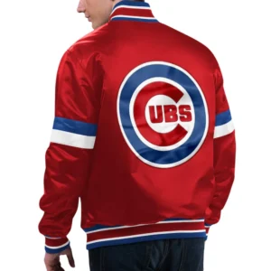 Chicago cubs home game satin varsity jacket red