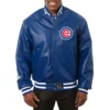 Chicago cubs logo genuine leather varsity jacket blue 1